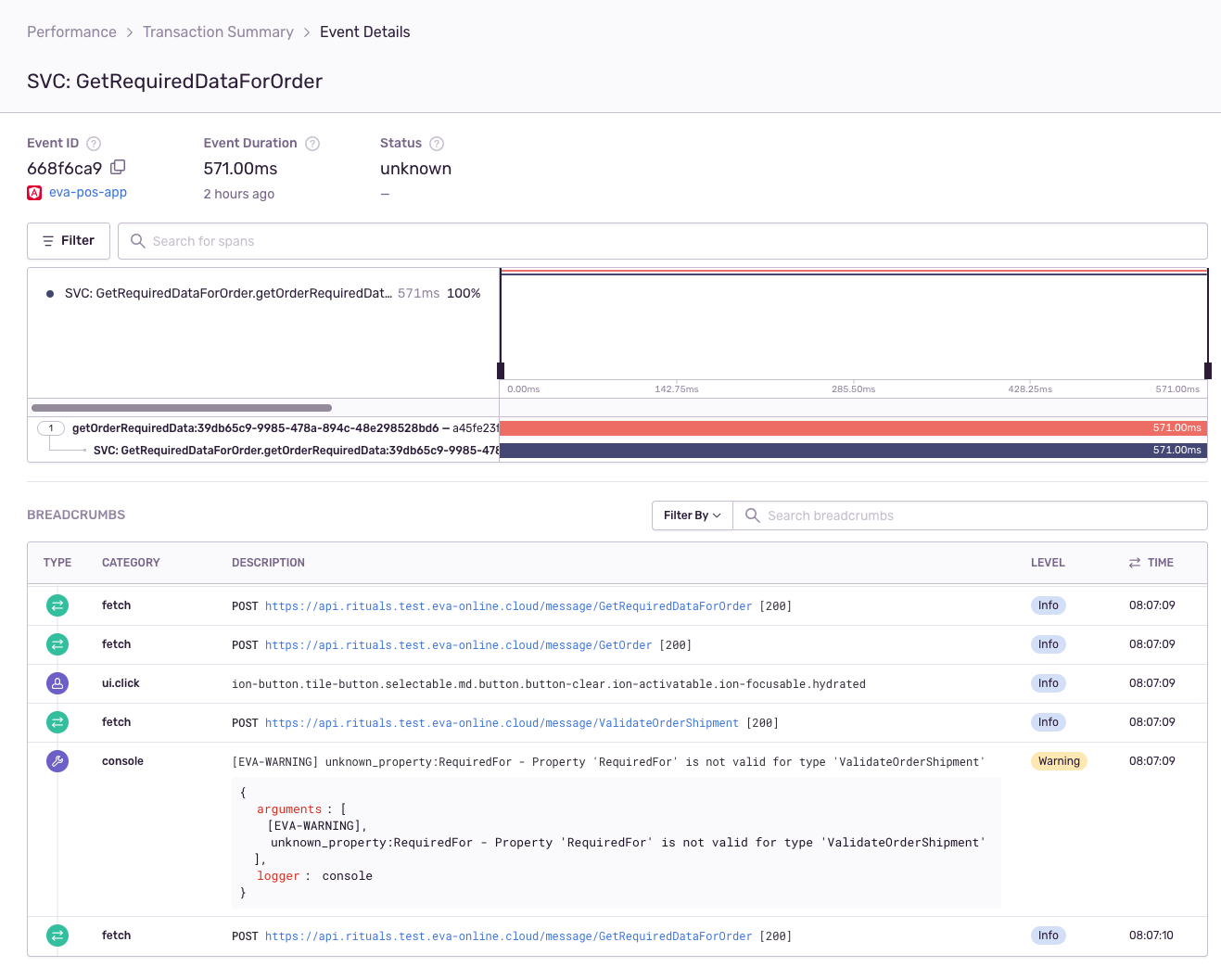 Sentry service tracking details